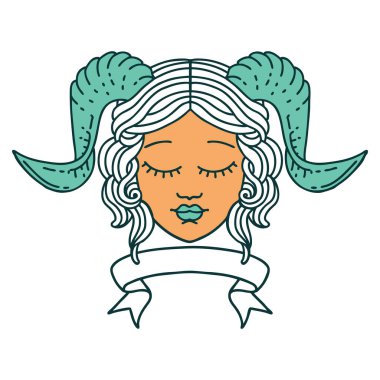 Retro Dövme Biçimi karakter yüzünü kaydırma pankartı ile düzenliyor