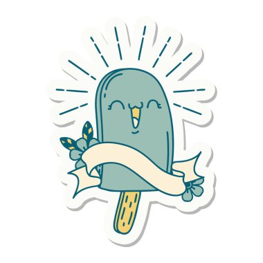 Dövme stili buz lolipopu çıkartması.