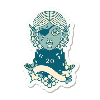 Doğal yirmilik zarlı düzenbaz bir Elf karakterinin çıkartması.