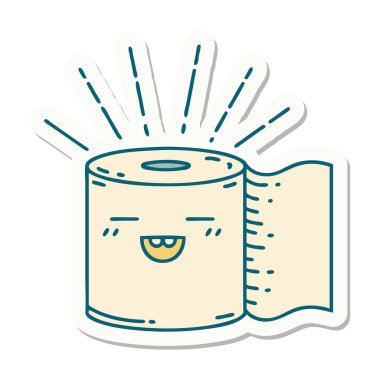 Dövme stili tuvalet kağıdı karakterinin çıkartması