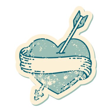 ok kalbi ve pankartın sembolik dövmeli görüntüsü