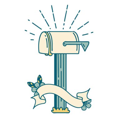 Dövme stili kapalı posta kutusuna sahip kaydırma pankartı