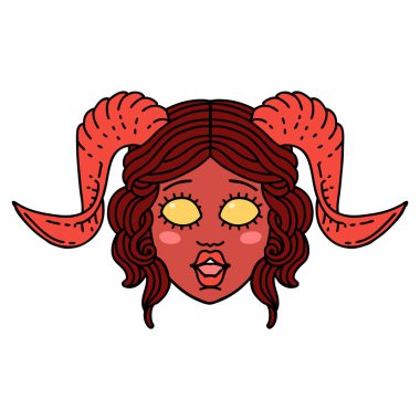 Retro Dövme Biçimi tiefling karakter yüzü