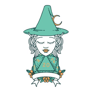 Retro Dövme Biçimli 20 zarlı elf büyüsü karakteri