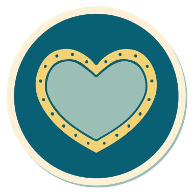 Dövme çıkartması geleneksel bir kalp tarzında.