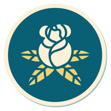 Tek bir gülün geleneksel stiliyle dövme çıkartması