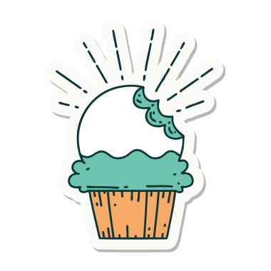 Dövmeli kek etiketi ve eksik ısırık.