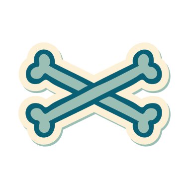 Geleneksel çapraz kemik stili dövme etiketi