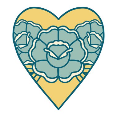 Bir kalp ve çiçeğin ikonik dövme görüntüsü