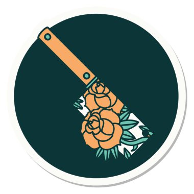 Satır ve çiçeklerin geleneksel stiliyle dövme çıkartması