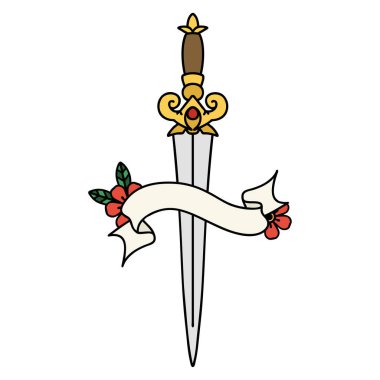 Hançer sancağıyla geleneksel dövme.