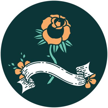 bir gül sancağına sahip dövme biçimi simgesi