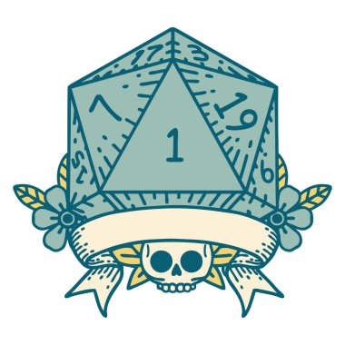 Retro Dövme Biçimi Doğal bir d20 zar atma