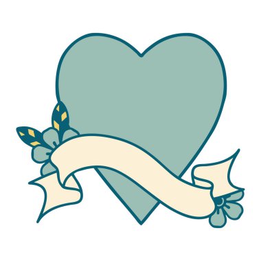 Geleneksel dövmeli bir kalp sancağıyla