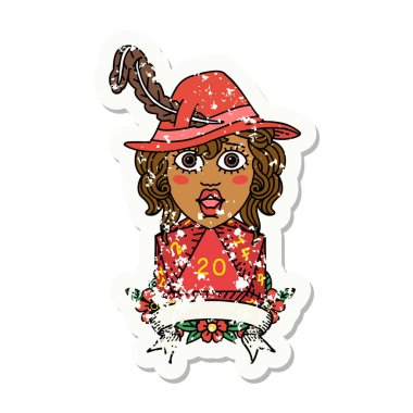 Retro Dövme Biçimli 20 zarlı ozan karakteri