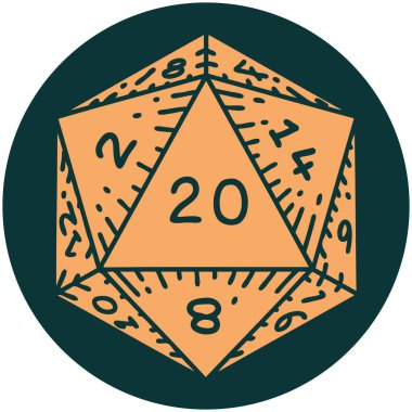Doğal 20 D20 zar atma simgesi