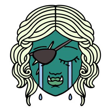 Retro Dövme Tarzı Ağlama Yarı Ork serseri karakter yüzü