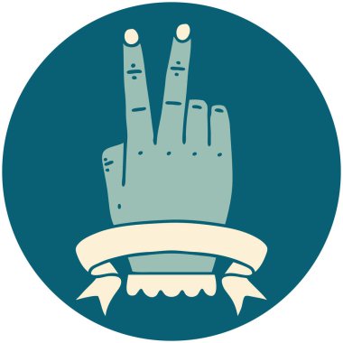 Retro Dövme Tarzı Zafer bayrak ile el hareketi