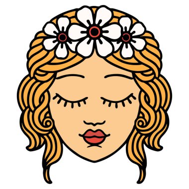 Geleneksel kız yüzü dövmesi.