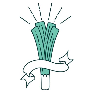 Dövme stili pırasalı parşömen.