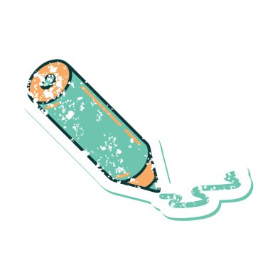 Renkli bir kalemin ikonik sıkıntılı dövme görüntüsü