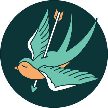 Oklu bir kırlangıcın ikonik dövme görüntüsü