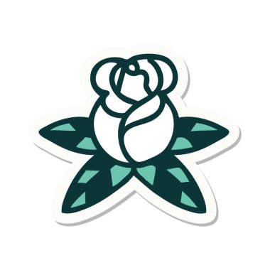 Tek bir gülün geleneksel stiliyle dövme çıkartması