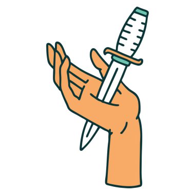 Elinde hançer resmi olan ikonik dövme.