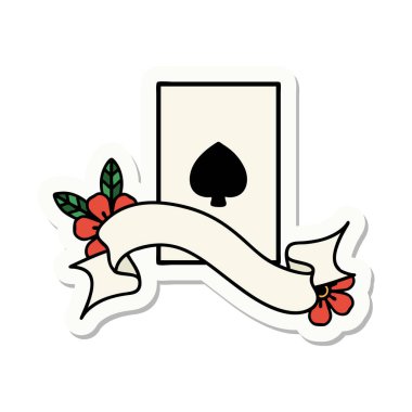 maça ası sancağına sahip dövme stili çıkartması