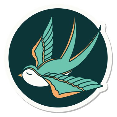 Dövme çıkartması geleneksel bir kırlangıç tarzında.