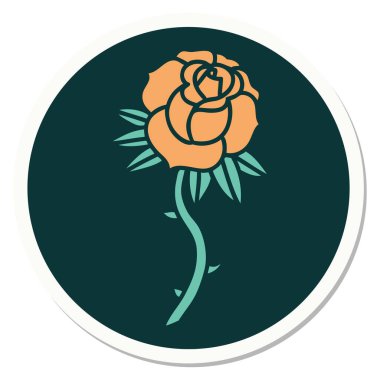 Geleneksel gül stiliyle dövme çıkartması