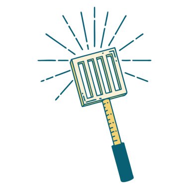 Geleneksel dövme stili mutfak spatulasının çizimi