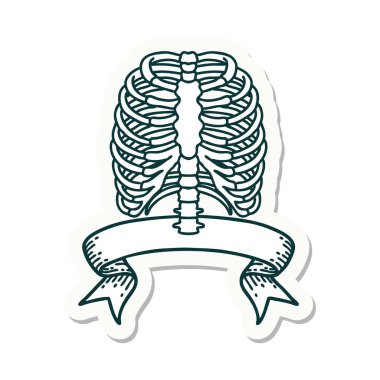 Göğüs kafesi pankartıyla dövme stili çıkartması