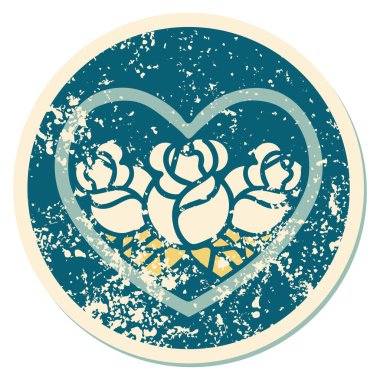 Bir kalp ve çiçeğin sembolik kederli dövme görüntüsü