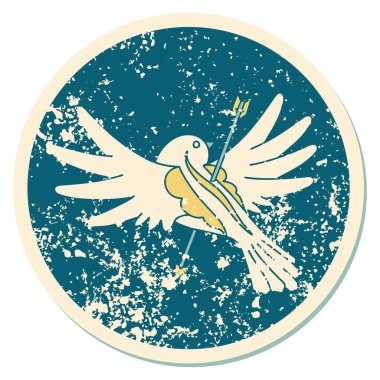 ok ile delinmiş bir güvercinin sembolik dövmeli görüntüsü