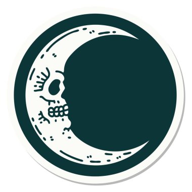 Geleneksel kafatası ay şeklinde dövme çıkartması.