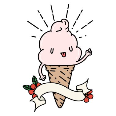 Dövme stili dondurma karakterli parşömen.