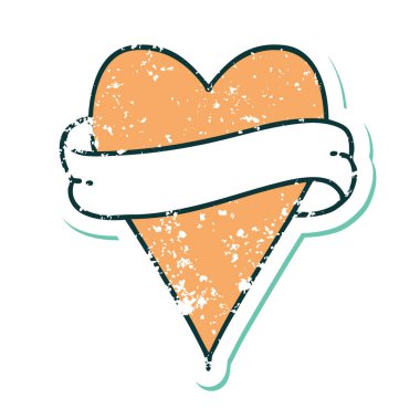 ikonik sıkıntılı çıkartma dövme stili bir kalp ve bayrak