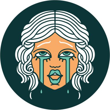 Ağlayan mutlu bir kadının ikonik dövme görüntüsü.