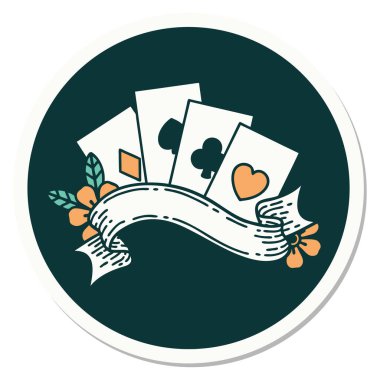 Geleneksel kart ve pankart stili dövme etiketi