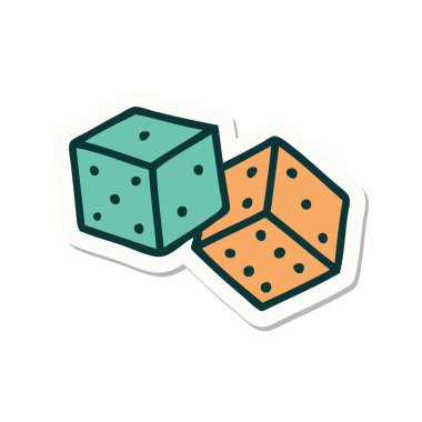 Dövme çıkartması geleneksel şanslı zar tarzında