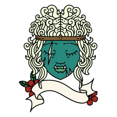 Retro Dövme Tarzı Ork barbar karakter yüzü