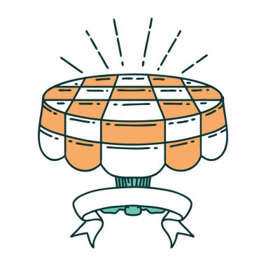 Dövme stili sehpası olan kaydırma pankartı