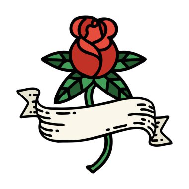 Geleneksel gül ve bayrak şeklinde dövme