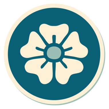 Geleneksel bir çiçek stiliyle dövme çıkartması