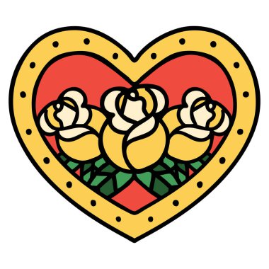 Geleneksel kalp ve çiçek şeklinde dövme.