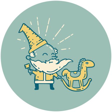 Dövme stili Noel Baba karakterinin ikonu oyuncak yapıyor.