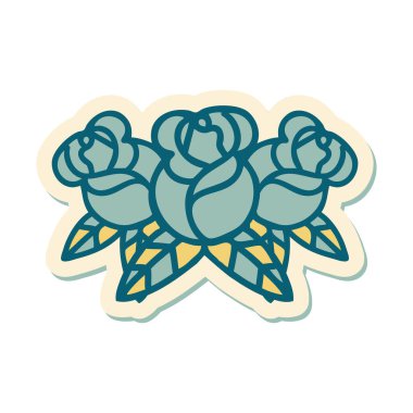 Geleneksel bir çiçek buketi stiliyle dövme çıkartması