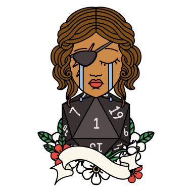 Retro Dövme Tarzı Ağlayan İnsan D20 ruloyla