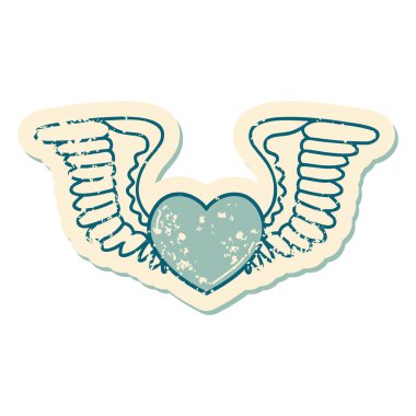 Kanatlı bir kalbin sembolik dövmesi.